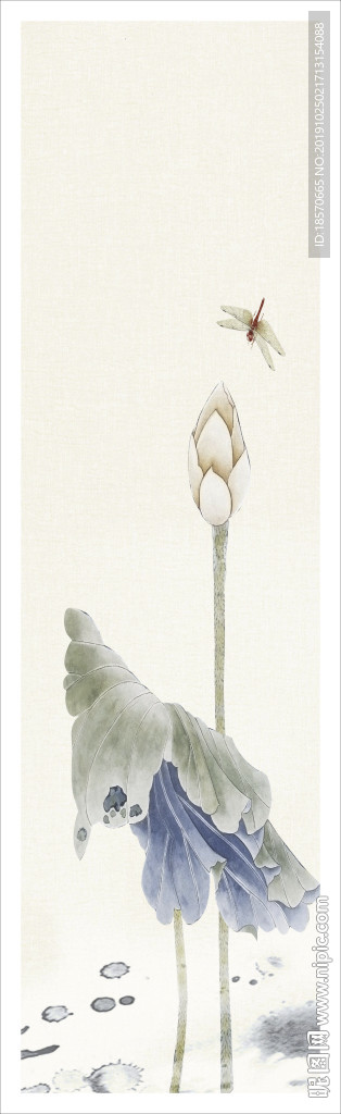 水墨荷花玄关背景