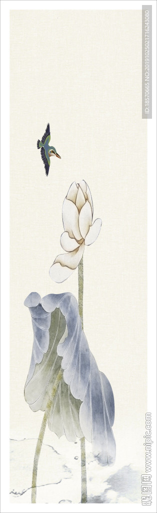 水墨荷花玄关背景