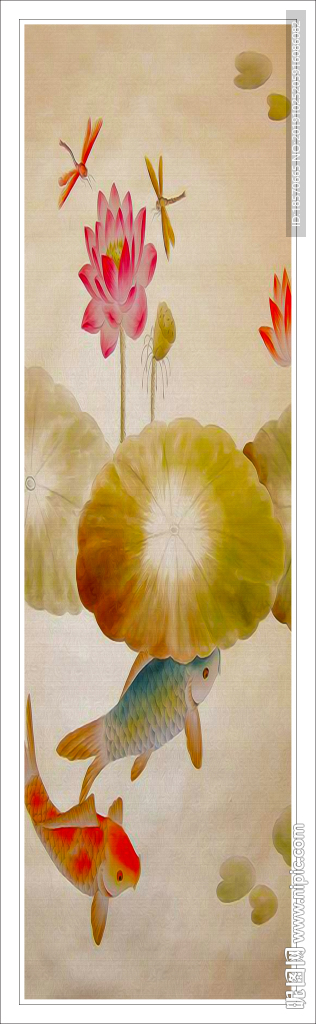 水墨荷花玄关背景