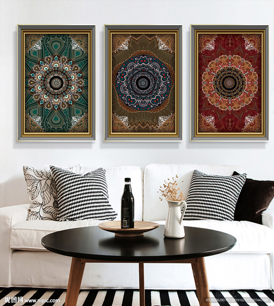 复古花纹装饰画