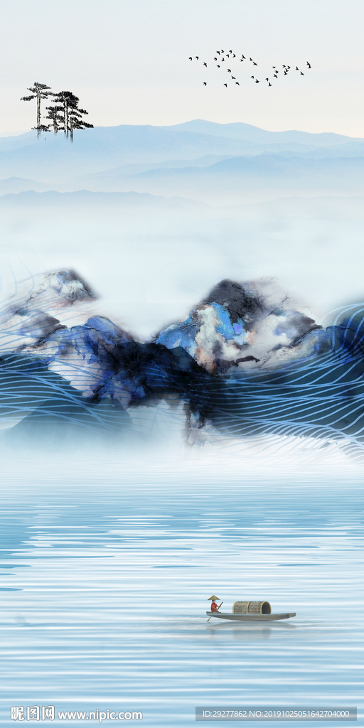 山水新中式玄关画 TIF分层