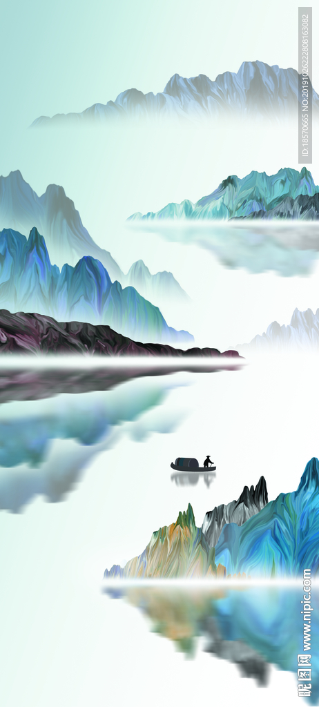 水墨山水玄关背景