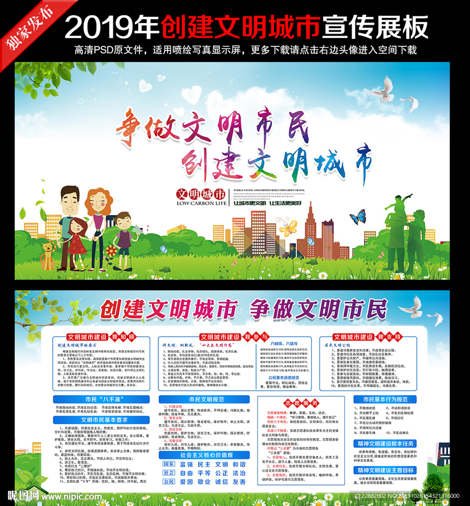 创建文明城市展板