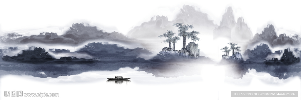 新中式 现代抽象水墨山水画