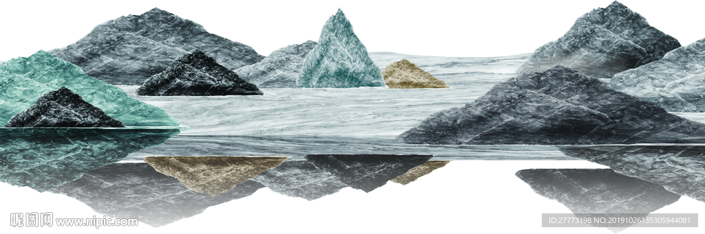 新中式 现代 艺术 抽象山水画