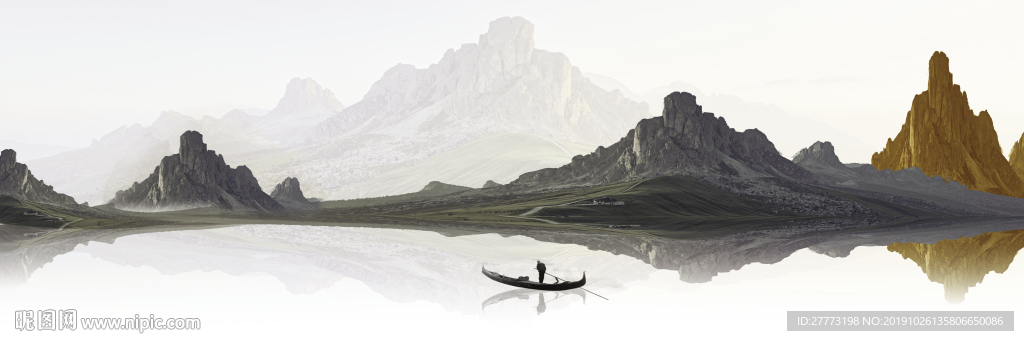 新中式 现代 艺术 抽象山水画