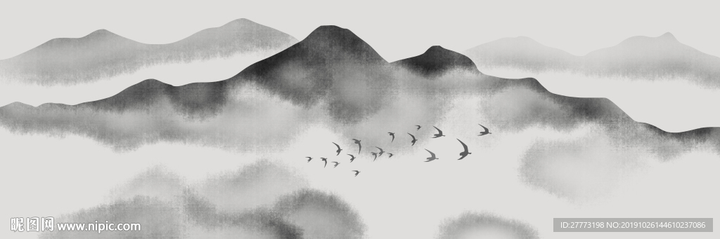 新中式现代简约水墨抽象山水画