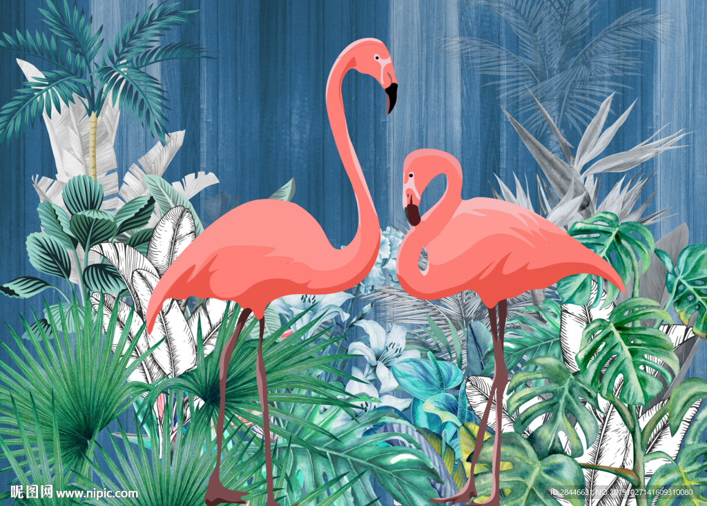 北欧小清新热带背景墙