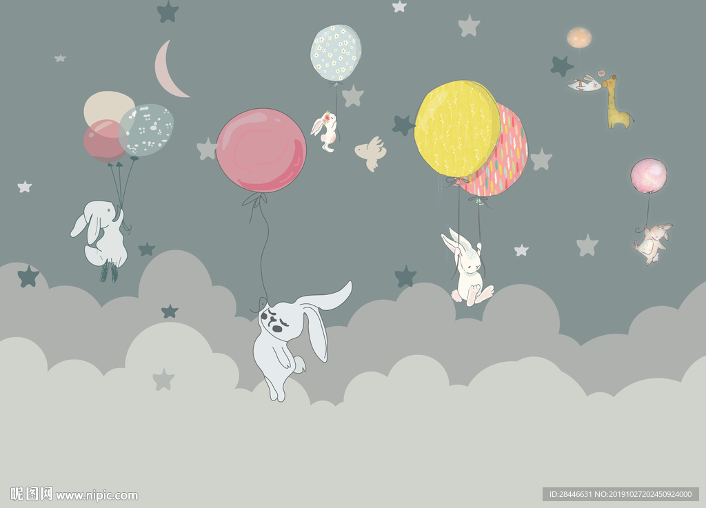 北欧卡通背景墙