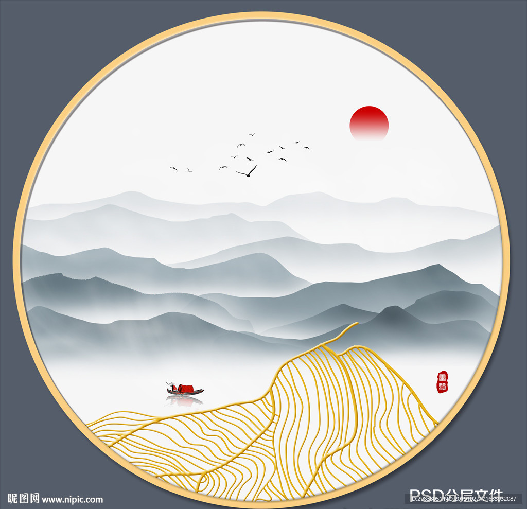 圆形水墨
