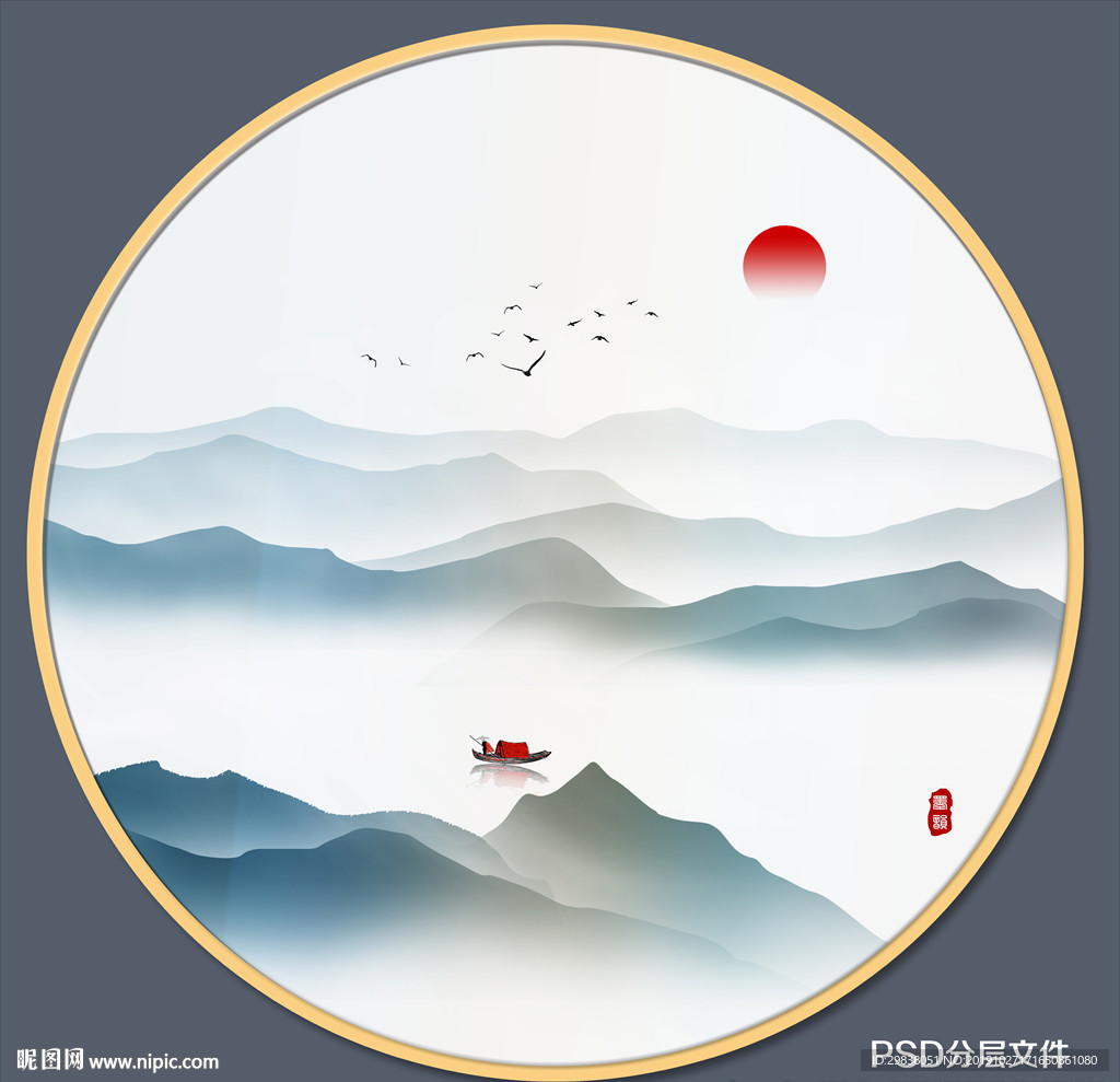圆形水墨