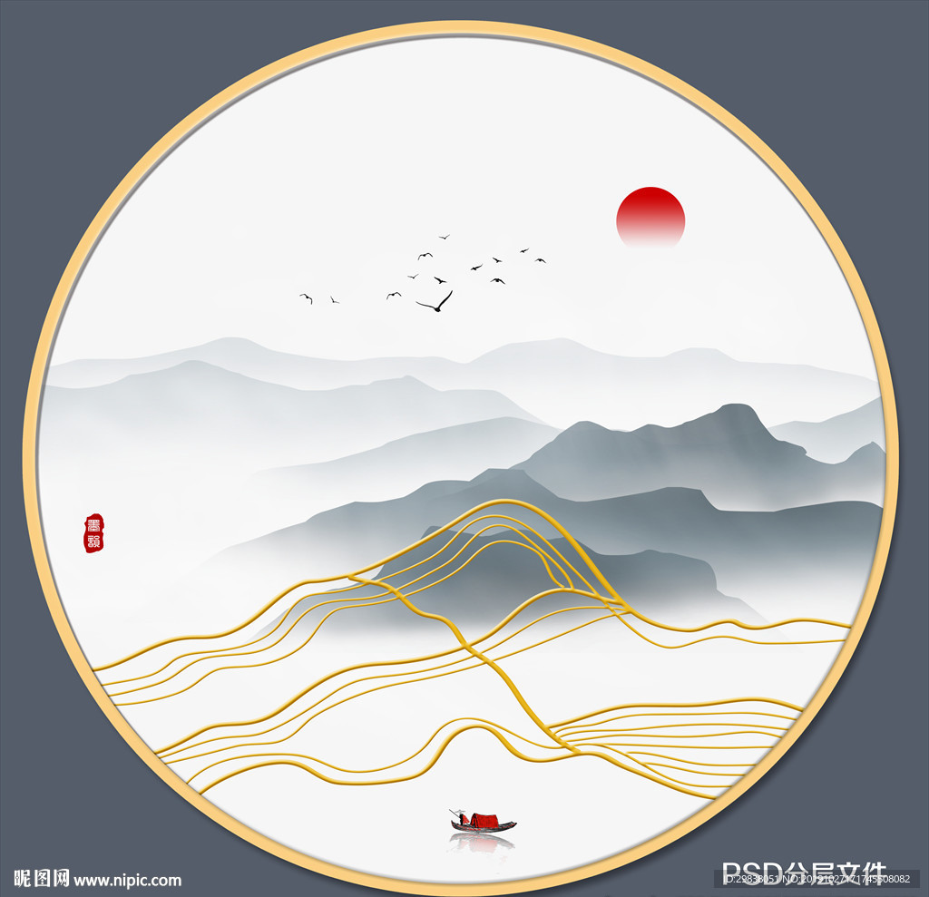 圆形山水画