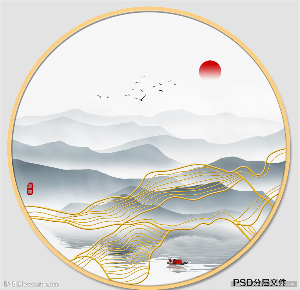 圆形水墨
