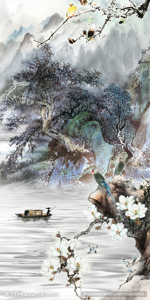 国画玄关意境山水 tif分层