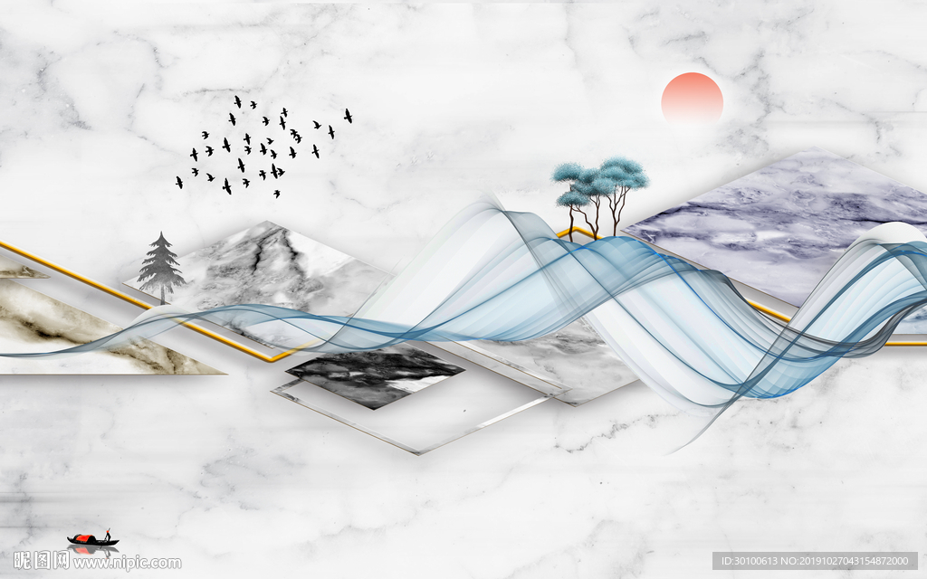 爵士白意境新山水画 TIF分层
