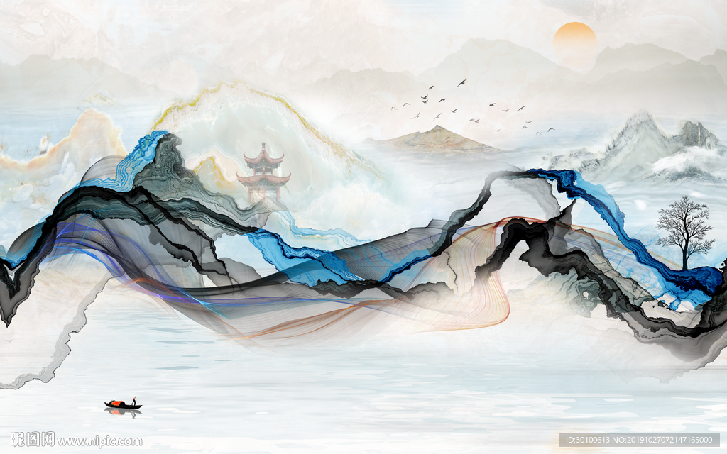 高清 意境新山水画 TIF分层
