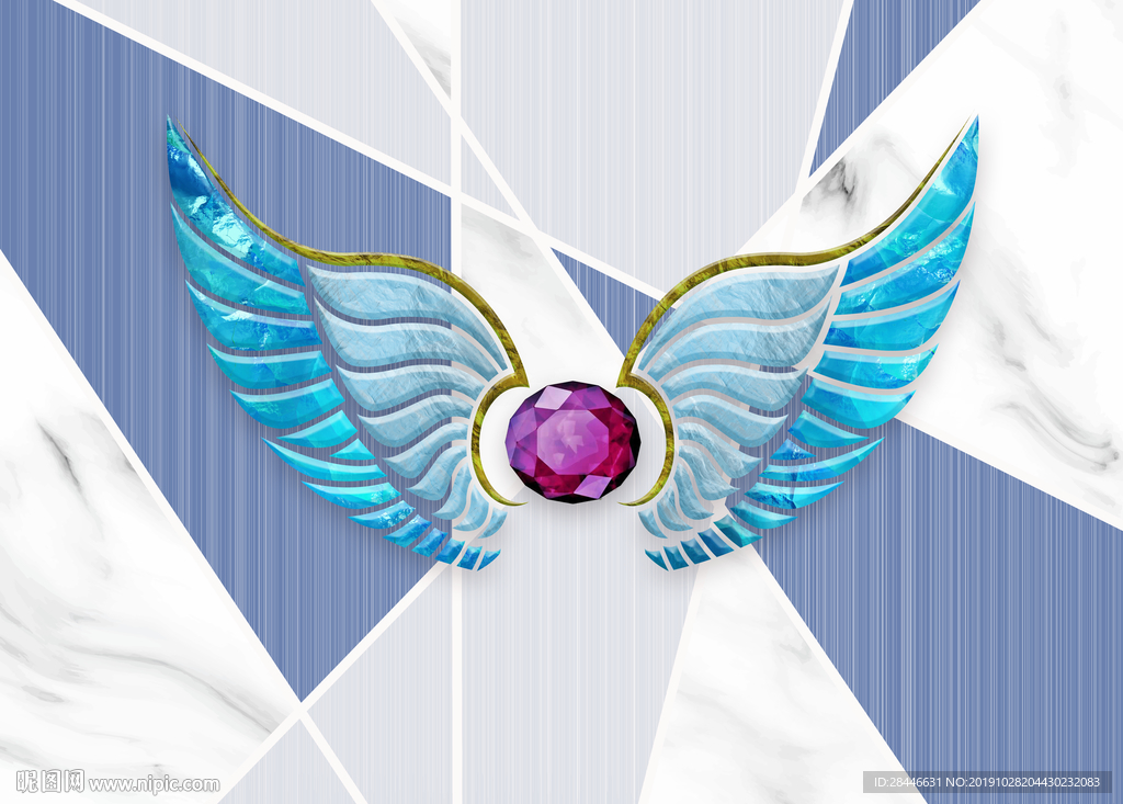 北欧大理石翅膀背景墙