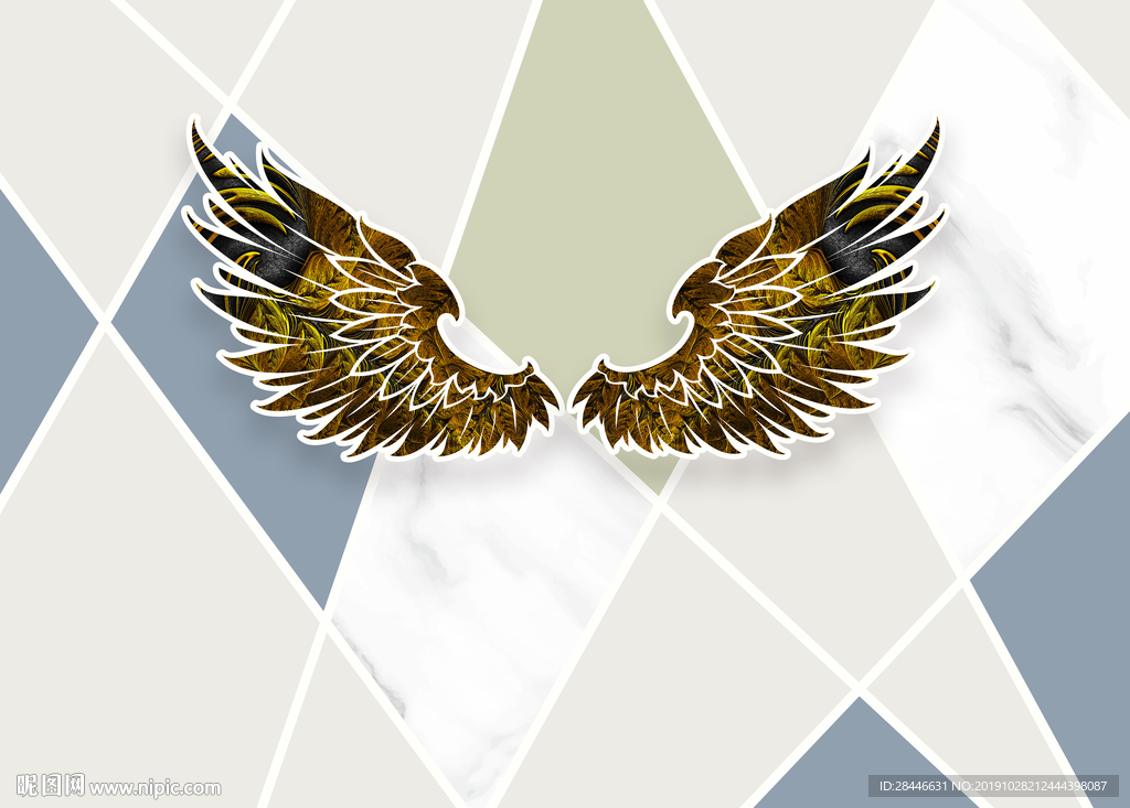 北欧大理石翅膀背景墙