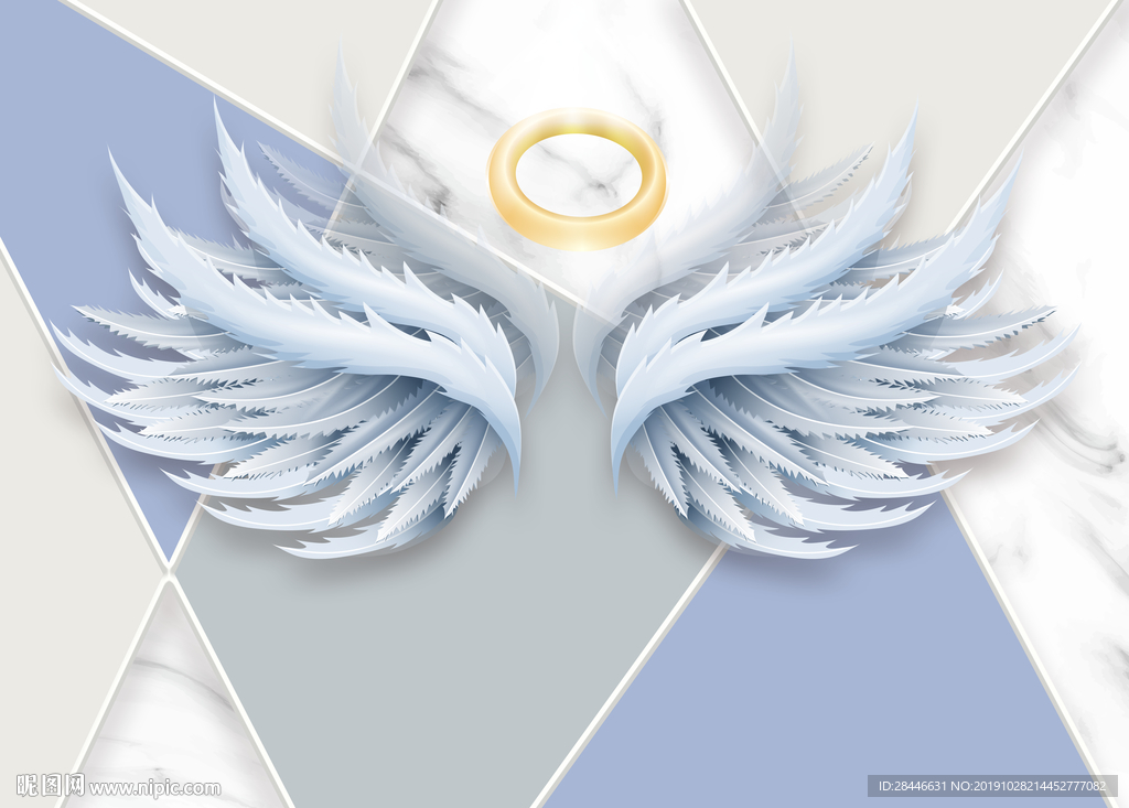 北欧大理石翅膀背景墙
