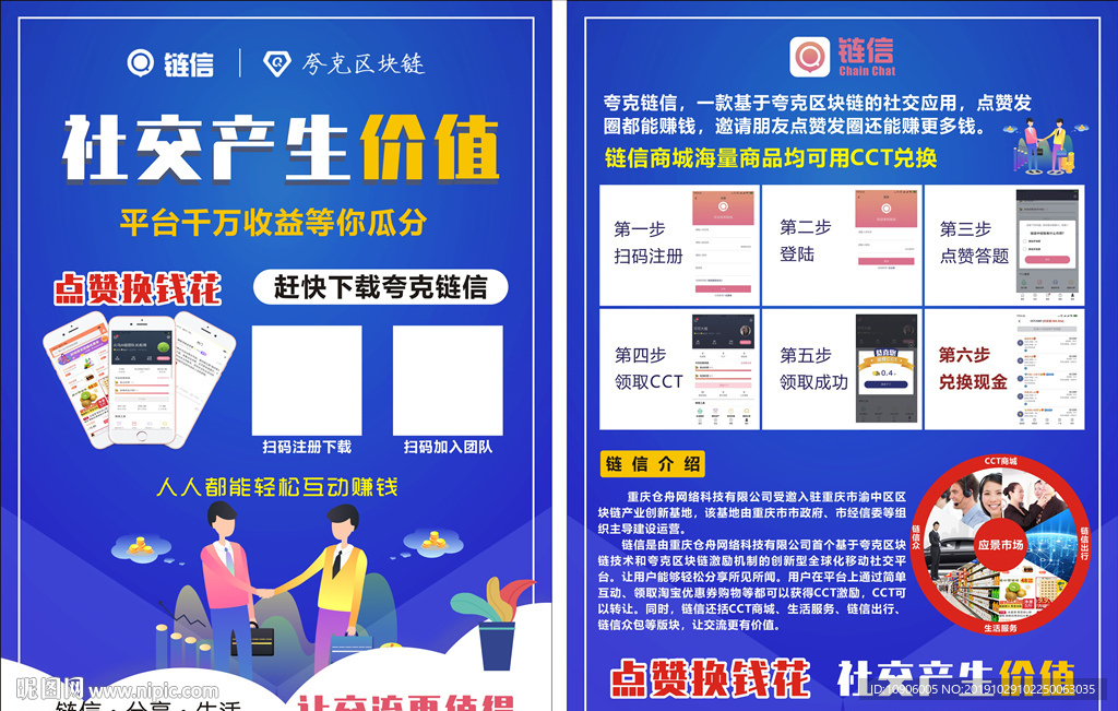 社交赚钱APP  夸克链信