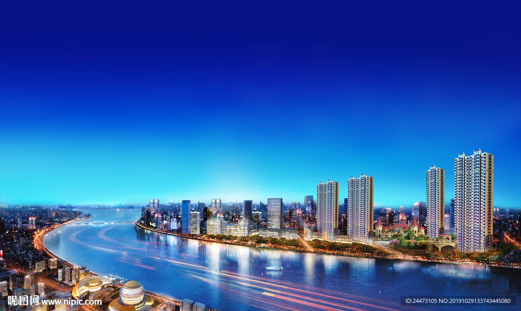 夜景 地产 江景 繁华 鸟瞰