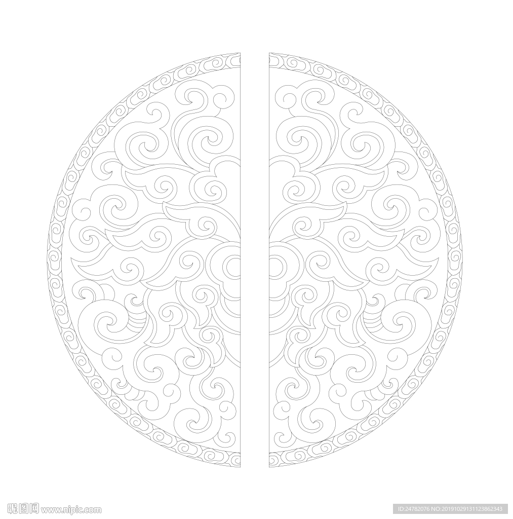 圆形祥云莲花纹