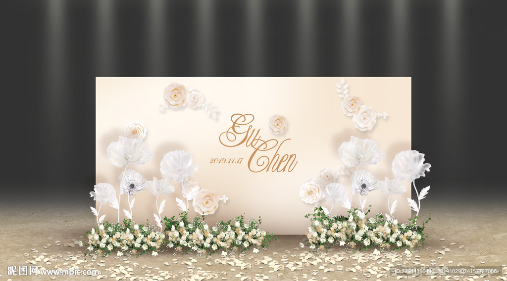香槟色婚礼迎宾区