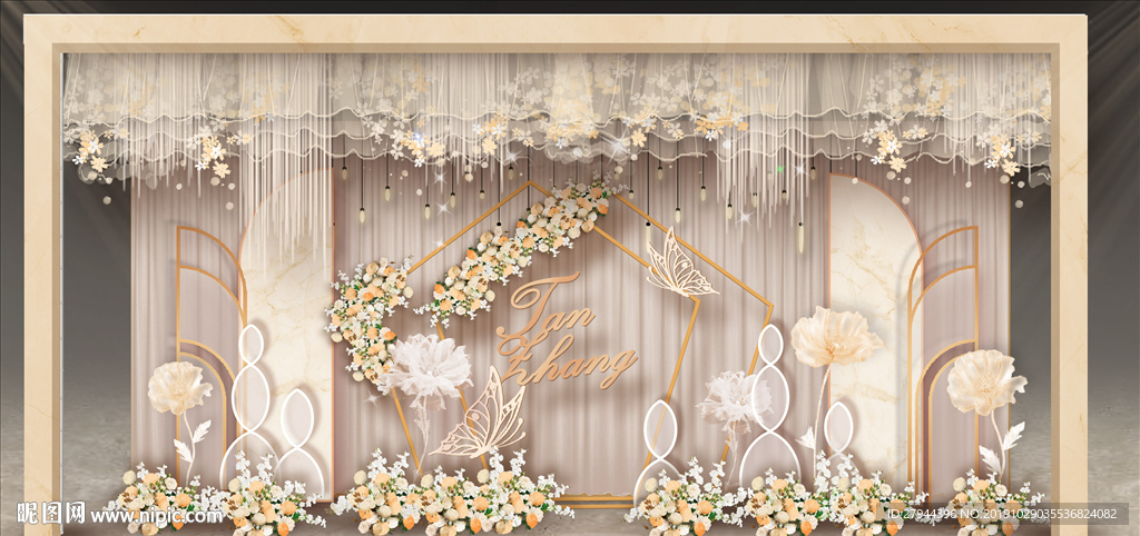 香槟色婚礼迎宾区