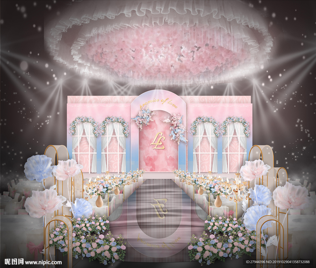 粉色系婚礼仪式区