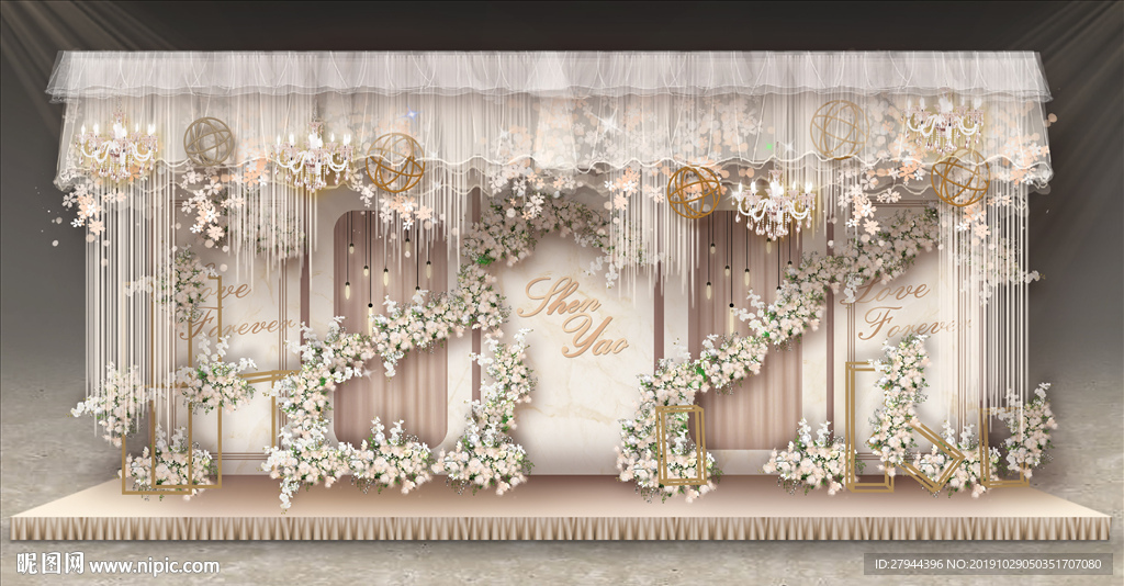 香槟色婚礼迎宾区