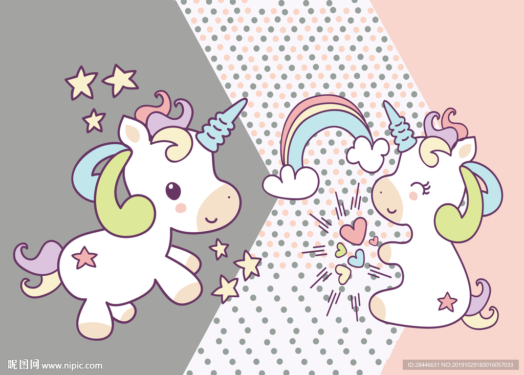 北欧卡通儿童房背景墙