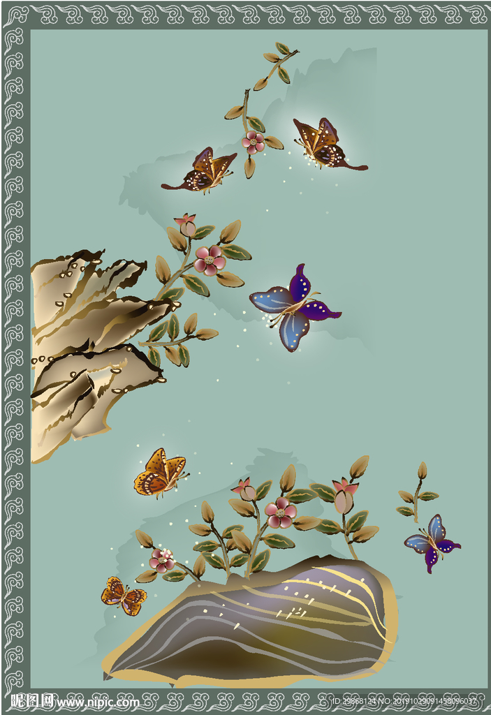 意境蝴蝶水墨画