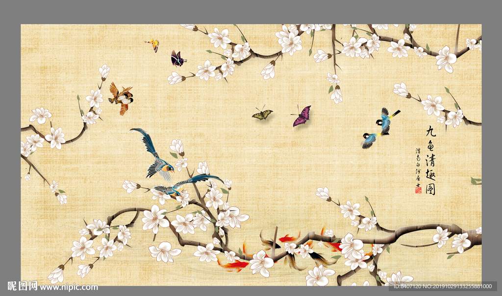 花鸟壁画