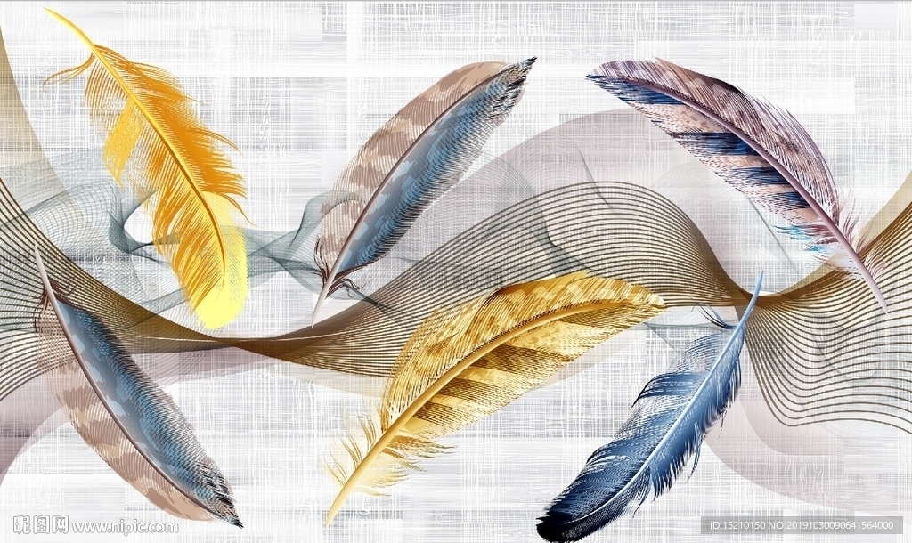 现代简约羽毛电视背景墙