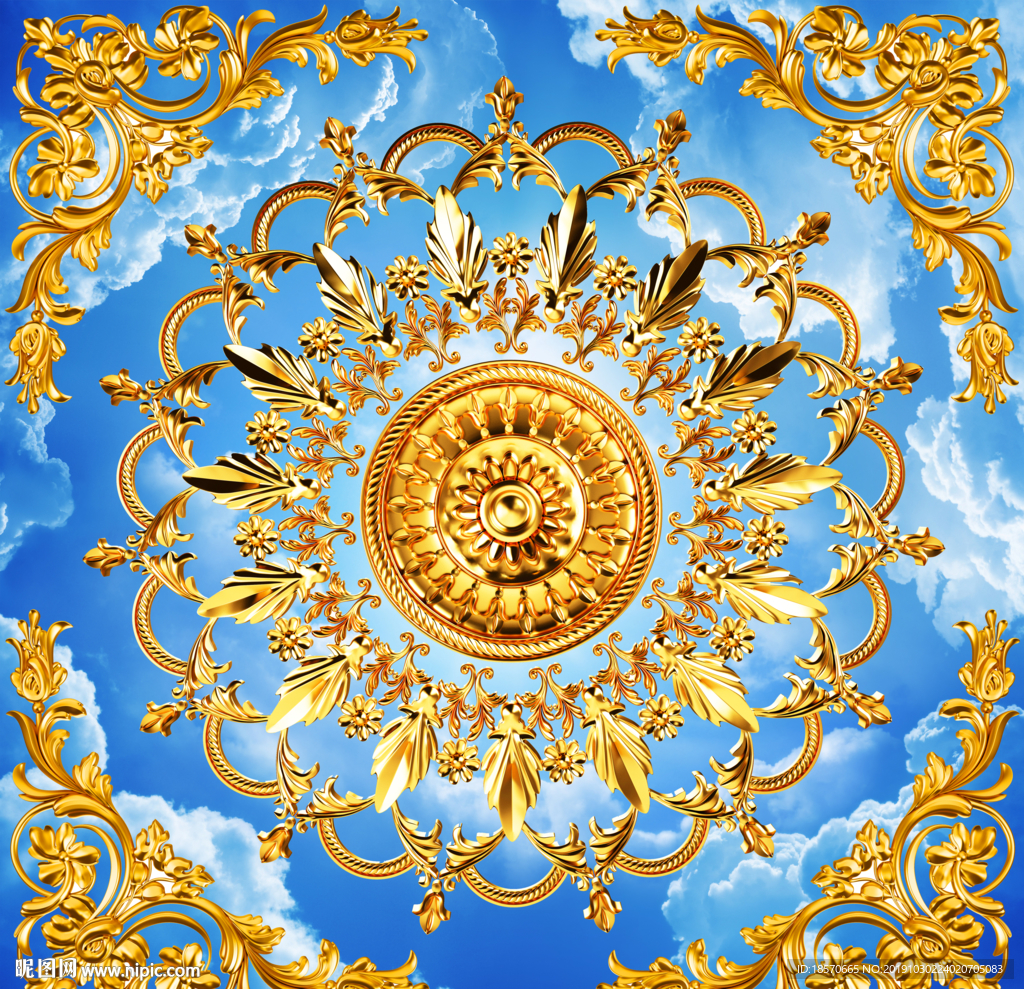 金色花纹电视墙背景
