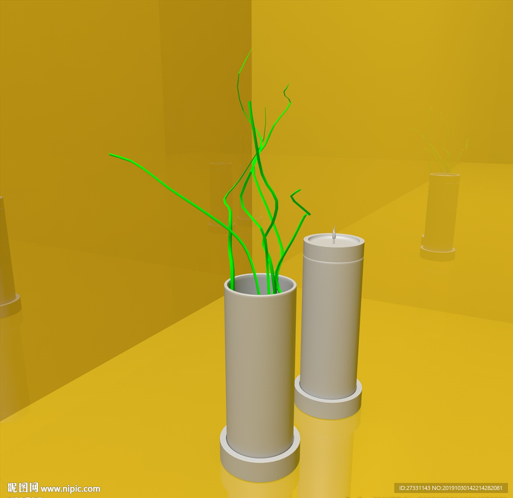 花草模型 花盆模型 绿叶 植物