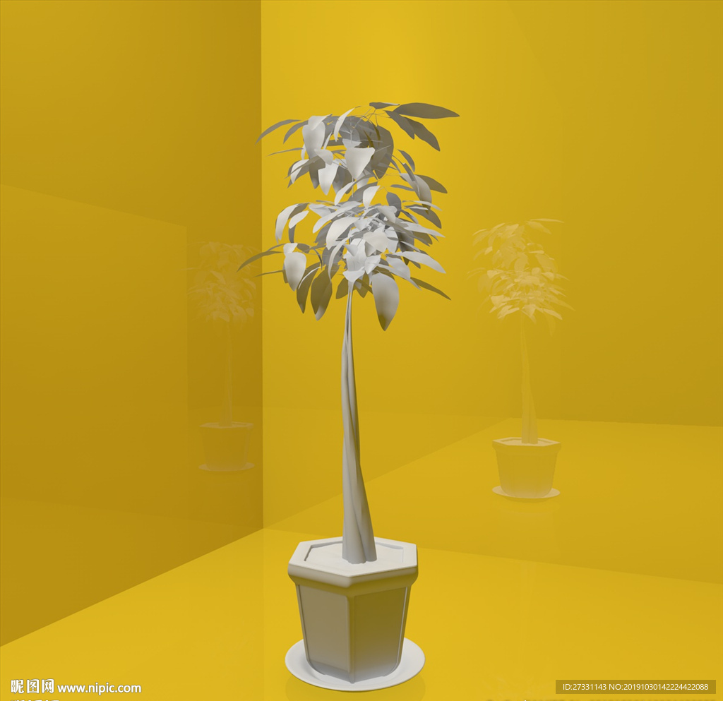 花草模型 花盆模型 绿叶 植物
