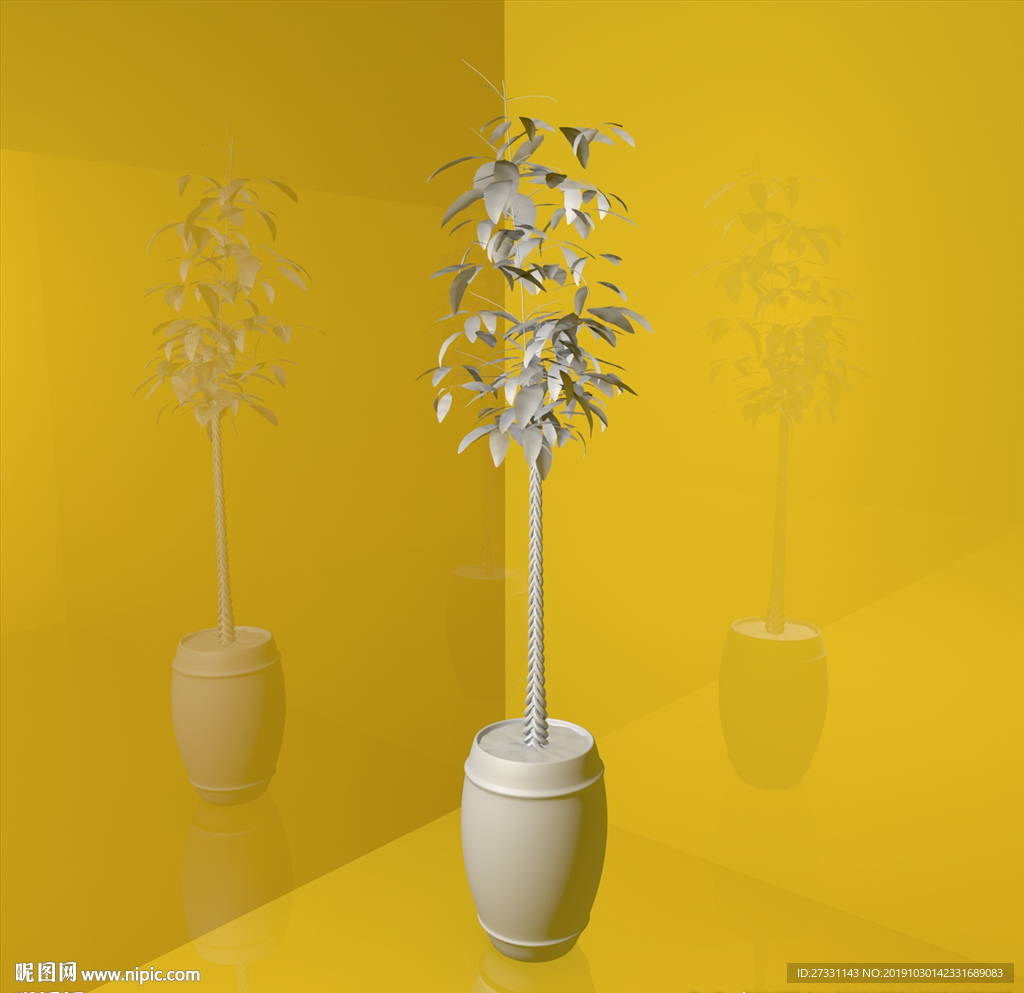 花草模型 花盆模型 绿叶 植物