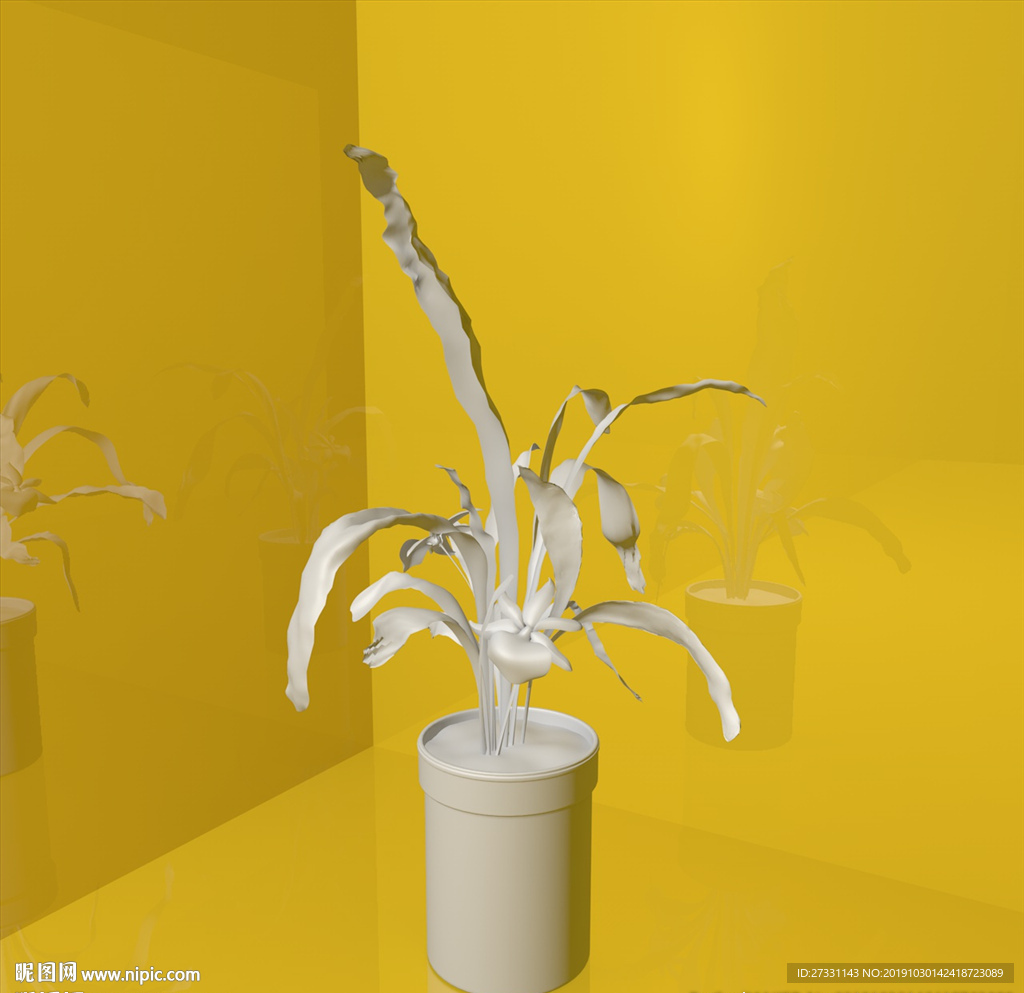 花草模型 花盆模型 绿叶 植物