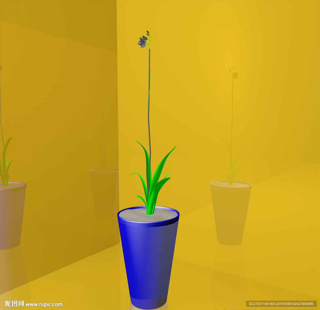 花草模型 花盆模型 绿叶 植物