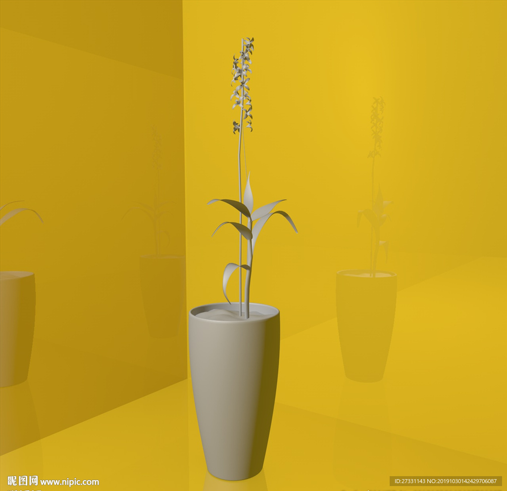 花草模型 花盆模型 绿叶 植物