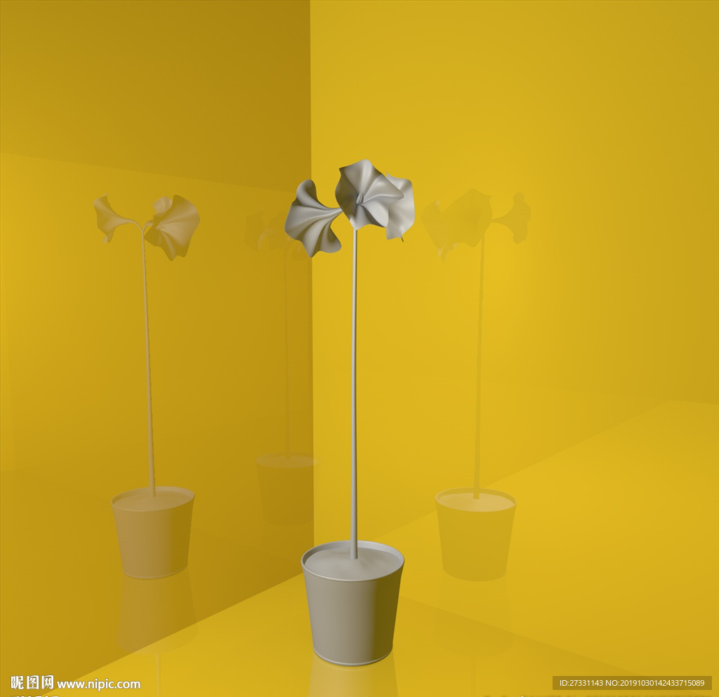 花草模型 花盆模型 绿叶 植物