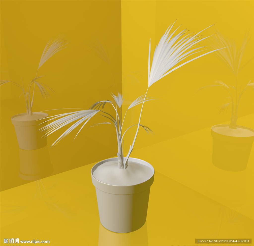 花草模型 花盆模型 绿叶 植物