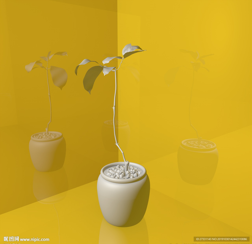 花草模型 花盆模型 绿叶 植物