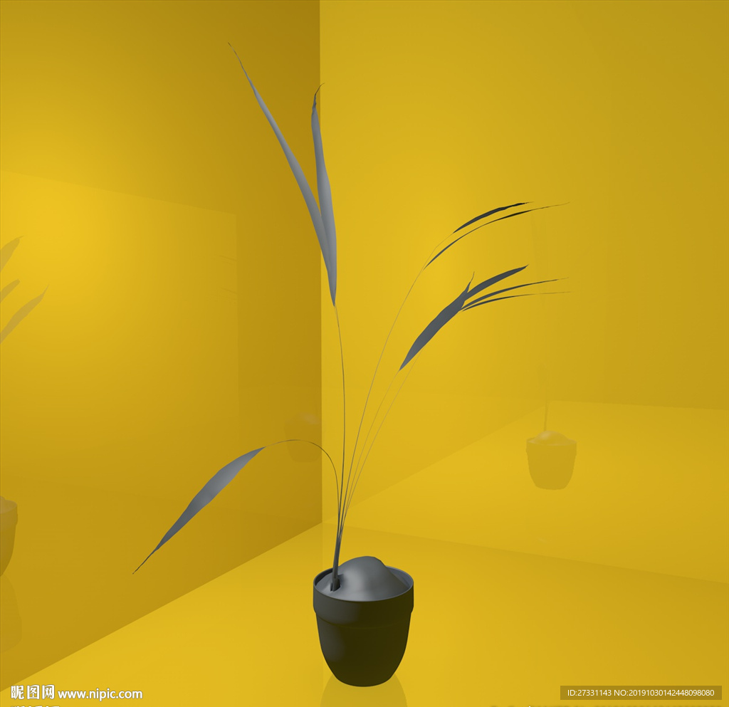 花草模型 花盆模型 绿叶 植物
