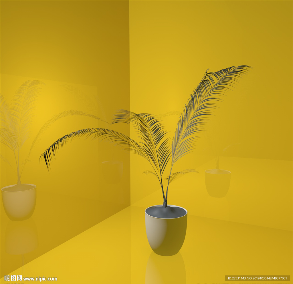 花草模型 花盆模型 绿叶 植物