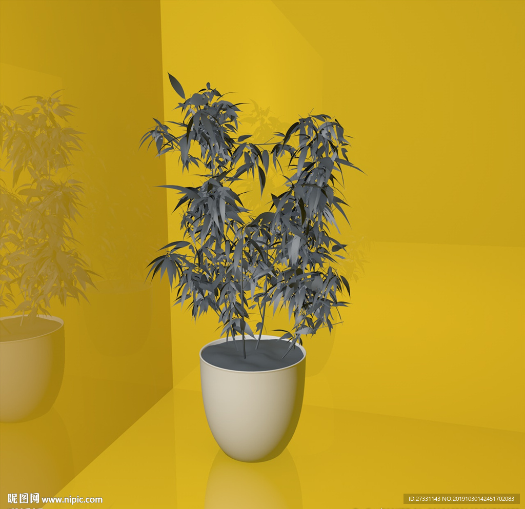 花草模型 花盆模型 绿叶 植物