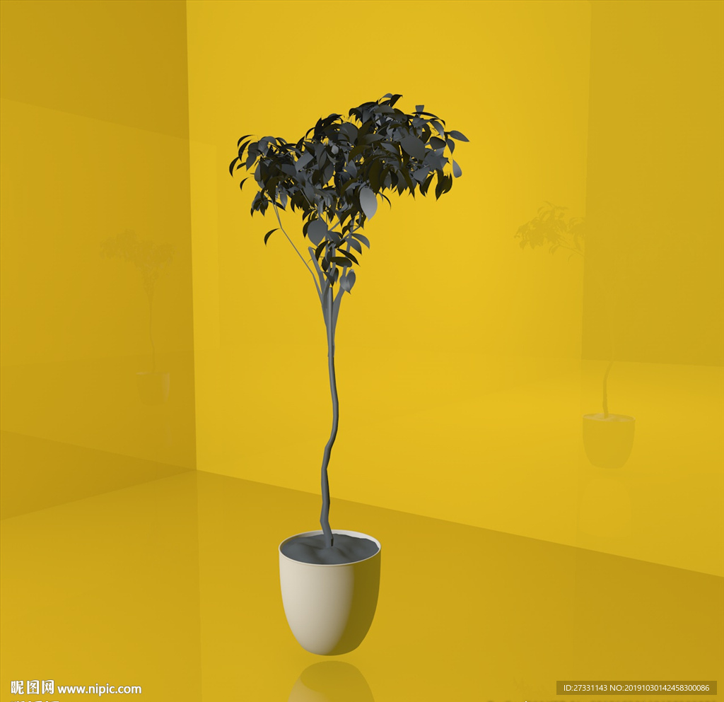 花草模型 花盆模型 绿叶 植物