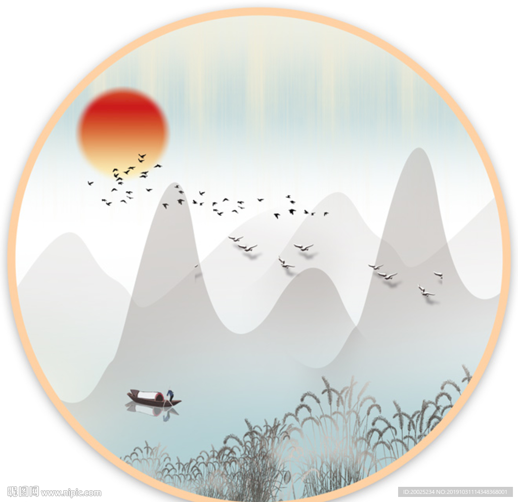 新中式山水画 山水 中国风 水