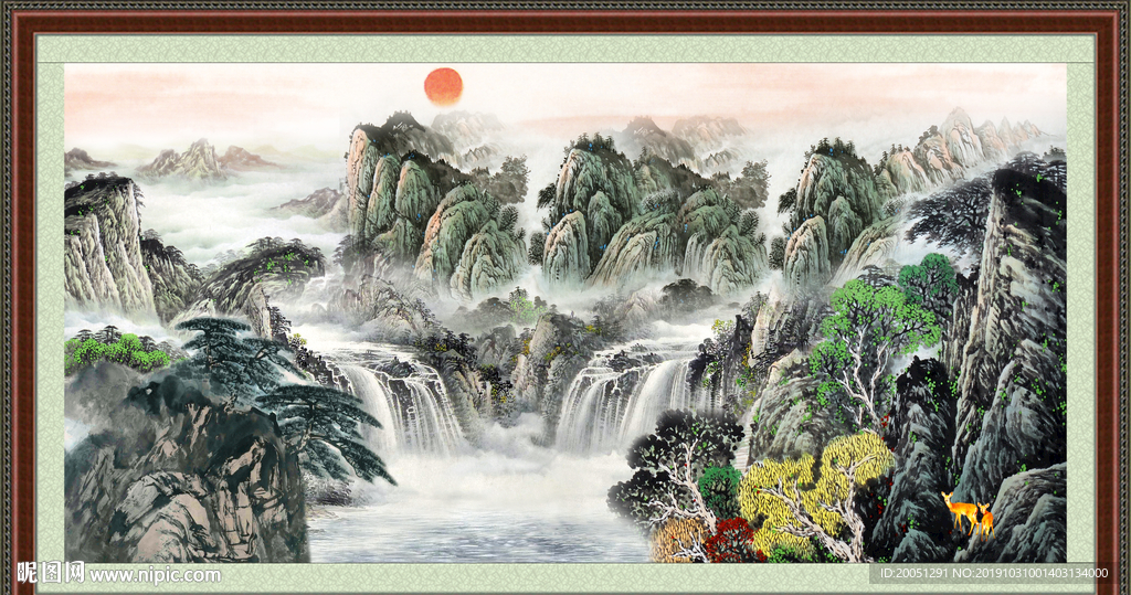 山水瀑布